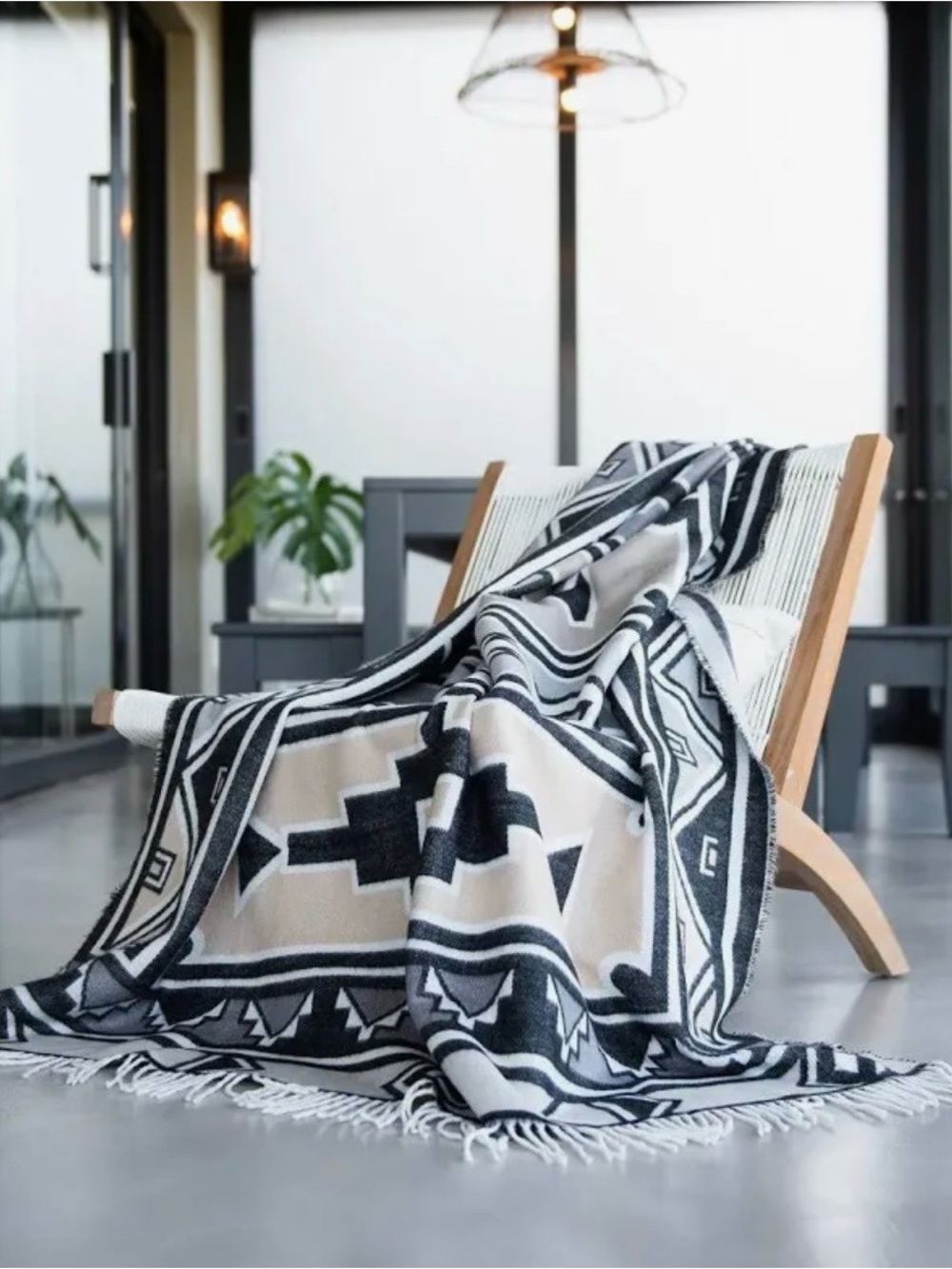 Ndebele Art Throw Blanket Dove/Iron Color -Using Symbols That Showcase Homes